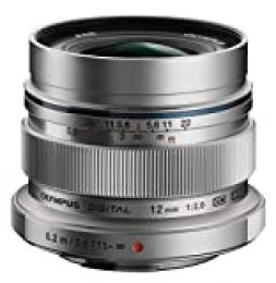 Olympus M.Zuiko - Objetivo Digital ED 12 mm F2.0, longitud focal fija rápida, apto para todas las cámaras MFT (modelos Olympus OM-D & Pen, Serie G de Panasonic), plata