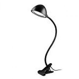 AUKEY Lámpara LED plegable de mesa con pinza, brazo flexible, salida USB y 2 niveles de brillo, LT-ST8 (negra)