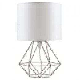 MiniSun - Moderna Lámpara de Mesa Blanca – Innovadora Base de Estilo Jaula - Pantalla Blanca- Iluminación Interior