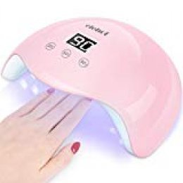 Lampara led uñas Pantalla LCD Secador de uñas de Botón Táctil Sensor Automático de infrarrojos Lampara uñas con 3 temporizadores de 30s, 60s y 90 s Rosa,buen regalo ELEHOT