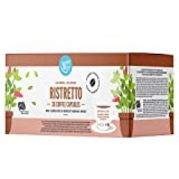 Marca Amazon - Happy Belly Ristretto Café UTZ molido de tueste natural en cápsulas (compostables) compatibles con Nespresso, 30 cápsulas (3x10)