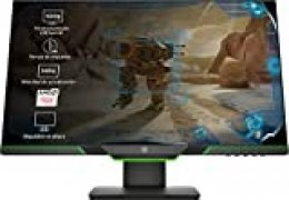 HP 25x - Monitor Gaming de 24.5'' Full HD (1920x1080, TN, 16:9 HDMI 2.0, DisplayPort 1.2, 1ms, 144 Hz, AMD FreeSync, Low Blue Light, Ajustable en Altura), negro y verde