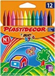 BIC Kids Plastidecor - Blíster de 12 unidades, ceras para colorear, colores surtidos