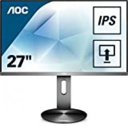 AOC Monitores I2790PQU/BT - Pantalla para PC de 27" (resolución 1920 x 1080 Pixels, tecnología FlickerFree y LowBlue, Contraste 1000:1, 4 ms, HDMI, Displayport, Regulable en Altura)
