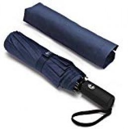Dot Dot Life-Paraguas Compacto Plegable con Botón de Apertura y Cierre Automático, a Prueba de Viento y Nieve, con Tela hidro-Repelente, Fibra de Vidrio 210T - Duradero Paraguas de Viaje (Azul marino)