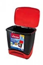 Vileda Cubo Ecologic - Cubo de basura ecológico especial para reciclaje, múltiples combinaciones, capacidad de 39 litros, Sin separadores, color rojo y negro