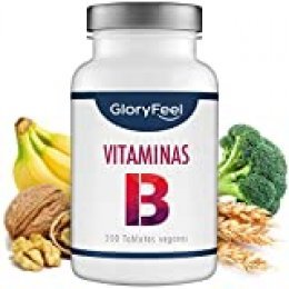 GloryFeel® Vitamina B Complex - 200 tabletas veganas de vitamina B - Dosis altas de 8 Formas de Vitaminas B: B1 B2 B3 B5 B6 B7 (biotina) B9 (acido folico) y B12 - Apoyo inmunologico