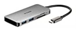 D-Link DUB-M610 - Hub USB tipo C, 6 en 1, adaptador USB C con HDMI 4K y 1080p, 2 puertos USB3.0/USB2.0, lector de tarjetas SD y microSD, 1 x USB C de carga hasta 100W