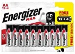 Energizer - Pack de 16 Pilas alcalinas MAX AA LR6, 50% más de Rendimiento