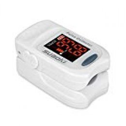 Suaoki - Pulsioxímetro de Dedo Oxímetro Pulsómetro Digital (Pantalla LED, Medidor de Sangre Oxígeno, Frecuencia Cardíaca, Para Adultos y Niños, con Caso Protector) Blanco