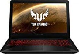 ASUS TUF Gaming FX504GD-DM883 - Ordenador portátil de 15.6" FullHD(Intel Core i7-8750H, 8 GB RAM, 1 TB HDD, GeForce GTX1050, sin Sistema operativo) Negro y Rojo - Teclado QWERTY Español