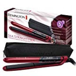 Remington Silk S9600 - Plancha de Pelo, Cerámica, Digital, Placas Flotantes Extralargas, Rojo, Resultados Profesionales, Rojo