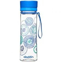 Aladdin Botella de agua «Aveo», plástico, Blue Print, 0,6 Litros