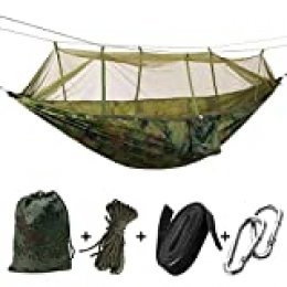 Rehomy Hamaca de camping portátil para colgar con mosquitera para viajes al aire libre, 2 personas