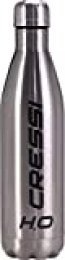 Cressi Water Bottle H20 Stainless Steel Botella Deportiva Inoxidable, Unisex Adulto, Plata/Acero, 500 ML