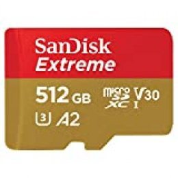 SanDisk Extreme - Tarjeta de Memoria microSDXC de 512 GB con Adaptador SD, hasta 160 MB/s, UHS Speed Class 3 (U3), V30