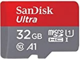 SanDisk Ultra - Tarjeta de memoria microSDHC de 32 GB con adaptador SD, velocidad de lectura hasta 98 MB/s, Clase 10, U1 y A1