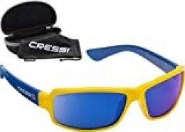 Cressi Ninja Floating - Gafas Flotantes Polarizadas para Deportes con una protección 100% UV Adultos Unisex, Amarillo/Azul/Lentes Azul Espejadas