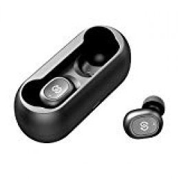 Auriculares Inalámbricos Bluetooth 5.0 SoundPEATS Truefree Estéreo TWS Cascos invisibles mini con micrófono integrado Auriculares gemelos con Estación de Carga magnético --- (Negro)