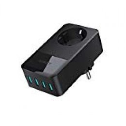 AUKEY Cargador USB un Enchufe con 4 USB Puertos (5V/2,4A * 4) para Smartphone, Portátiles, Lámpara de Escritorio etc.