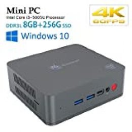 Beelink U55 Mini PC Ordenador de Sobremesa con Windows 10, CPU Intel Core i3-5005U, 8GB RAM + 256GB SSD, 2.4 + 5.8GHz WiFi, Intel HD Graphics 5500, 4K, 1000Mbps, BT 4.0