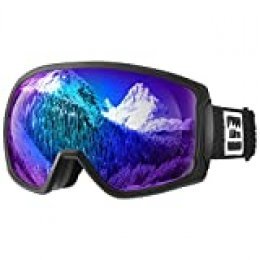 ALLROS Gafas de Esquí, Máscara Gafas ski Snowboard, OTG, Anti-Niebla y UV400, para Snowboard, esquí, Skating y Otros Deportes de Nieve- Negro (No extraíble)