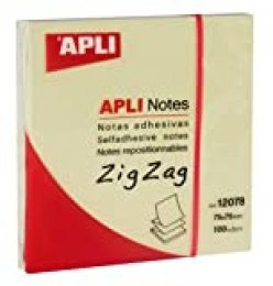 APLI 12078 - Notas adhesivas ZigZag CLASSIC 75 x 75 mm  bloc de 100 hojas color amarillo