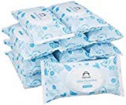 Marca Amazon - Mama Bear Ultra Sensitive - Toallitas humedas para bebé - Paquete de 12 (720 toallitas -100% tejido biodegradable)