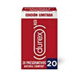Durex Preservativos RED Natural Comfort 20 condones de látex de caucho natural y forma anatómica