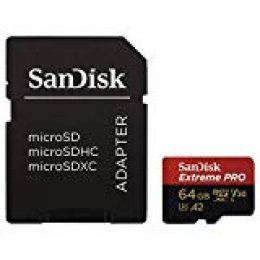 SanDisk Extreme PRO - Tarjeta de memoria microSDXC de 64 GB con adaptador SD, A2, hasta 170 MB/s, Class 10, U3 y V30