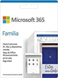 Microsoft 365 Familia | Suscripción anual o mensual | Para 6 PCs o Macs, 6 tabletas incluyendo iPad, Android, o Windows, además de 6 teléfonos | Box