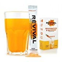 Revival, Rehidratación Rápida: Polvo de electrolitos - Potente Suplemento de Vitamina C, Bebida de Rehidratación, Tabletas Efervescentes para la Hidratación y Resaca Cura - Naranja 12 Paquete