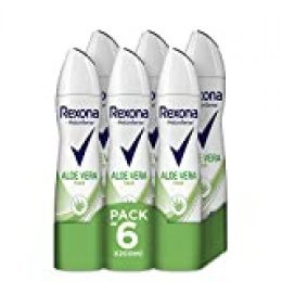 Rexona Aloe Vera Antitranspirante Aerosol para Mujer 0% Alcohol 200 ml - Pack de 6 x 200 ml, Total 1200 ml