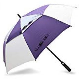 ZOMAKE Paraguas Grande Antiviento, Automático Paraguas de Golf con Doble Cubierta para Mujer Hombre (Violeta Claro/Blanco)