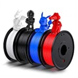 LABISTS Filamento PLA 1.75mm para Impresira 3D, Filamentos PLA 1.75mm 1kg (250 gx 4), Sin Enredos, Envasado al Vacío, Bobinas con 4 Colores (Negro, Blanco, Azul, Rojo)