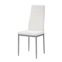 Cribel Queen- Juego de sillas de metal y piel sintética, 4 unidades, Blanco