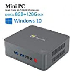 Beelink U55 Mini PC Ordenador de Sobremesa con CPU Intel Core i3-5005U, 8GB RAM + 128GB SSD, 2.4 + 5.8GHz WIFI, Intel HD Graphics 5500, 4K, H.265, 1000Mbps, BT 4.0, Soporte Windows 10