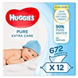 Huggies Pure Extra Care Toallitas para Bebé - 1 caja con 4 paquetes (3 x 56 toallitas por paquete)