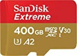 SanDisk Extreme - Tarjeta de memoria microSDXC de 400 GB con adaptador SD, A2, hasta 160 MB/s, Class 10, U3 y V30