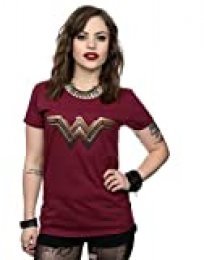 DC Comics mujer Wonder Woman Logo Camiseta Large borgoña