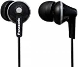 Panasonic RP-HJE125E-K Auriculares Boton con Cable In-Ear (Headphone Sonido Estéreo para Móvil, MP3/MP4, Diseño de Ajuste Cómodo, Imán Neodimio 9mm, Presión de sonido de 97 dB) Color Negro