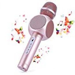 Micrófono Karaoke Bluetooth Fede con 2 Altavoces Incorporados, Microfono Inalámbrico Karaoke Portátil para Cantar, Función de Eco, Compatible con Android/iOS, PC o Teléfono Inteligente