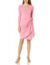 Lark & Ro Long-Sleeve Wrap Dress Vestido, Vivid Poppy, S