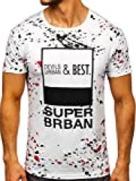 BOLF Hombre Camiseta de Manga Corta Escote Redondo T-Shirt tee con Impresión Camiseta de Algodón Crew Neck Sport Estilo Diario 3C3