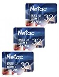 Netac Tarjeta de Memoria de 32GB, Tarjeta Memoria microSDXC(A1, U1, C10, V10, FHD, 600X) UHS-I Velocidad de Lectura hasta 90 MB/s, Tarjeta TF para Móvil, Cámara Deportiva, Tableta, Dashcam(3 Packs)