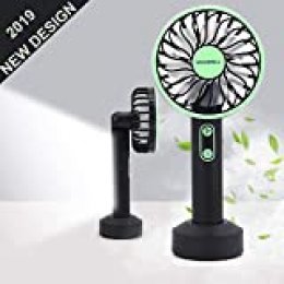MASBRILL Mini Portable Fan USB with Long Cycle Life Battery & 3 Modes LED Light Handheld Fan Ideal for Office Home Camping and Travel 8 Hours Working Time in Low Speed Mode