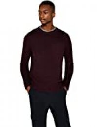 Marca Amazon - find. Stitched Crew - suéter Hombre, Rojo (Mulberry), M, Label: M