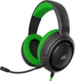 Corsair HS35 - Auriculares Stereo para Juegos (Membrana Neodimio de 50 mm, Micrófono Unidireccional Extraíble, Estructura Ligera, Compatible con Xbox One, PS4, Nintendo Switch y Móviles), Verde