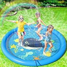 Peradix Splash Pad,170CM Aspersor de Juegos de Agua para Niños PVC Splash Play Mat Almohadilla de Juego de Agua para Niños para Jardín de Verano Juguetes Acuático Actividades Familiares