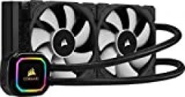 Corsair iCUE H100i RGB Pro XT Refrigerador Líquido para CPU, Radiador de 240 mm, Dos Ventiladores Corsair ML PWM de 120 mm, 400-2400 RPM, Cabezal de Bombeo RGB Dinámico y Multizona, Color Negro